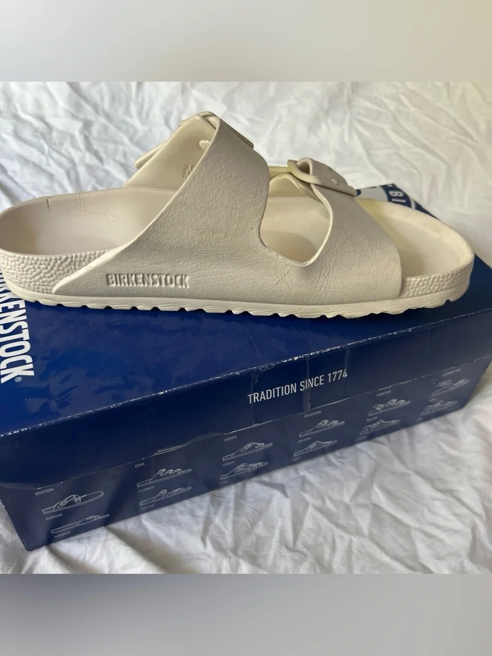 women’s white Birkenstocks